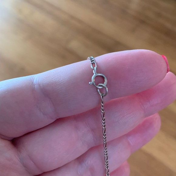 HEART Necklace 925 Sterling Silver Garnet Pearl Multi 3 Heart Spaced 16”L VTG - Picture 8 of 11